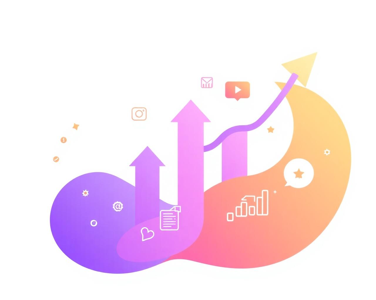 Illustration showing social media growth and engagement